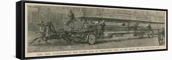 The New Ladder Truck for Saving Life at Fires, First Used at the Great Fire in Paternoster Row-null-Framed Stretched Canvas