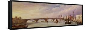 The New London Bridge with the Approach to Billingsgate Market-Thomas Mann Baynes-Framed Stretched Canvas