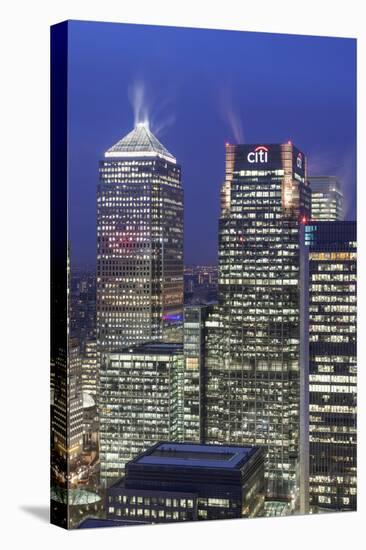 The New London Financial District in the Docklands at Dusk.-David Bank-Stretched Canvas