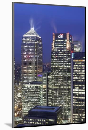 The New London Financial District in the Docklands at Dusk.-David Bank-Mounted Photographic Print