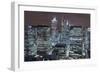 The New London Financial District in the Docklands at Night.-David Bank-Framed Photographic Print