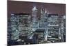 The New London Financial District in the Docklands at Night.-David Bank-Mounted Photographic Print