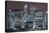 The New London Financial District in the Docklands at Night.-David Bank-Stretched Canvas