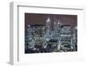 The New London Financial District in the Docklands at Night.-David Bank-Framed Photographic Print