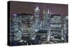 The New London Financial District in the Docklands at Night.-David Bank-Stretched Canvas