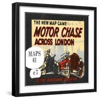 The New Map Game : Motor Chase across London, ca. 1925-null-Framed Giclee Print