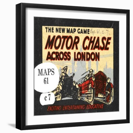 The New Map Game : Motor Chase across London, ca. 1925-null-Framed Giclee Print