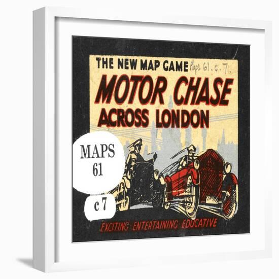 The New Map Game : Motor Chase across London, ca. 1925-null-Framed Giclee Print