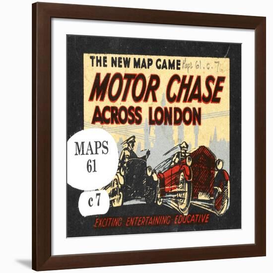 The New Map Game : Motor Chase across London, ca. 1925-null-Framed Giclee Print