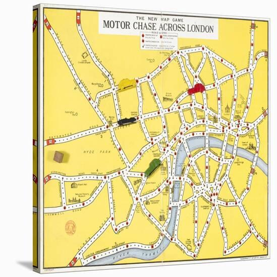 The New Map Game : Motor Chase across London, ca. 1925-null-Stretched Canvas