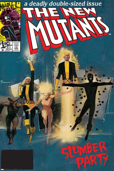 The New Mutants No.4 Cover: Sunspot, Cannonball, Magik, Magma, Wolfsbane and New Mutants-Bill Sienkiewicz-Lamina Framed Poster