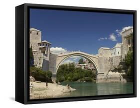 The New Old Bridge Over the Fast Flowing River Neretva, Mostar, Bosnia, Bosnia-Hertzegovina-Graham Lawrence-Framed Stretched Canvas