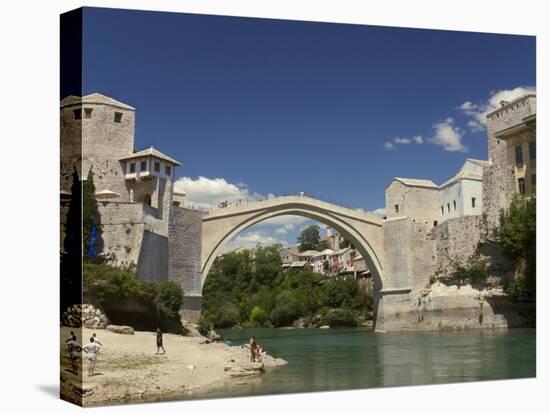 The New Old Bridge Over the Fast Flowing River Neretva, Mostar, Bosnia, Bosnia-Hertzegovina-Graham Lawrence-Stretched Canvas