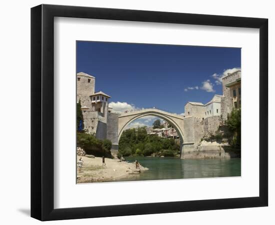 The New Old Bridge Over the Fast Flowing River Neretva, Mostar, Bosnia, Bosnia-Hertzegovina-Graham Lawrence-Framed Photographic Print