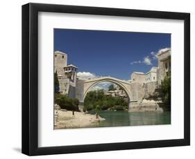 The New Old Bridge Over the Fast Flowing River Neretva, Mostar, Bosnia, Bosnia-Hertzegovina-Graham Lawrence-Framed Photographic Print