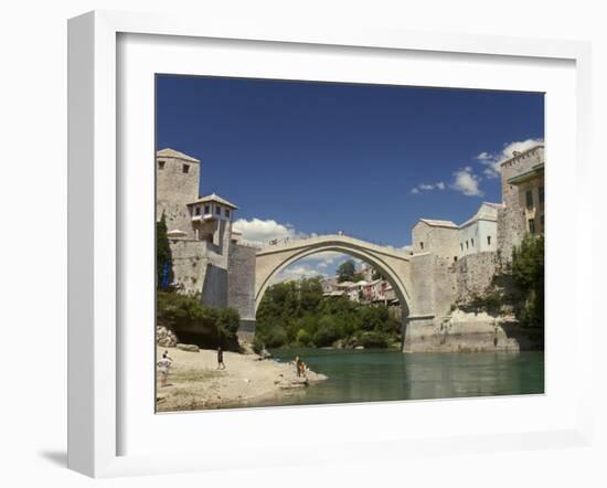 The New Old Bridge Over the Fast Flowing River Neretva, Mostar, Bosnia, Bosnia-Hertzegovina-Graham Lawrence-Framed Photographic Print