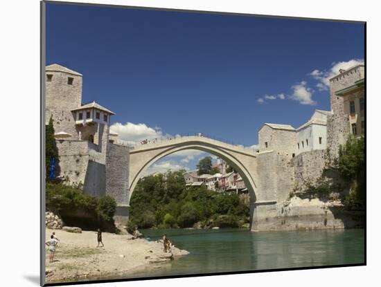 The New Old Bridge Over the Fast Flowing River Neretva, Mostar, Bosnia, Bosnia-Hertzegovina-Graham Lawrence-Mounted Photographic Print