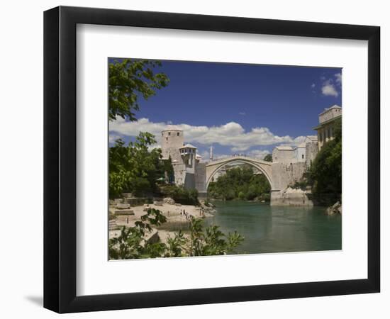 The New Old Bridge Over the Fast Flowing River Neretva, Mostar, Bosnia, Bosnia-Hertzegovina-Graham Lawrence-Framed Photographic Print