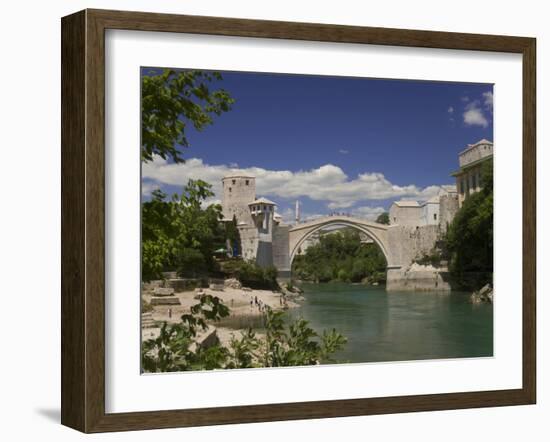 The New Old Bridge Over the Fast Flowing River Neretva, Mostar, Bosnia, Bosnia-Hertzegovina-Graham Lawrence-Framed Photographic Print