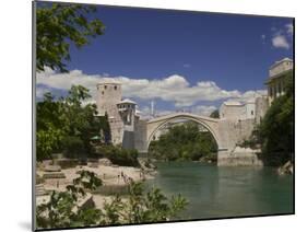 The New Old Bridge Over the Fast Flowing River Neretva, Mostar, Bosnia, Bosnia-Hertzegovina-Graham Lawrence-Mounted Photographic Print