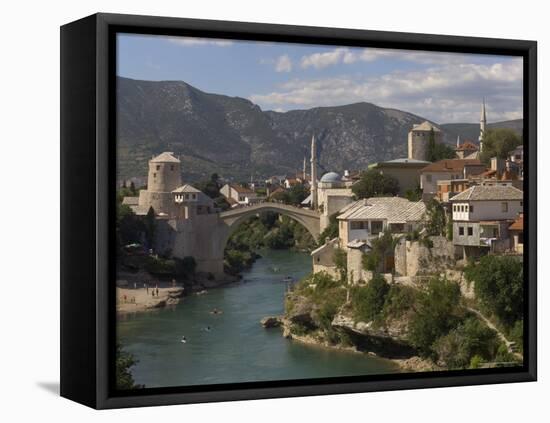 The New Old Bridge Over the Fast Flowing River Neretva, Mostar, Bosnia, Bosnia-Herzegovina, Europe-Graham Lawrence-Framed Stretched Canvas