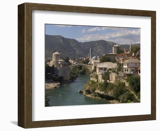 The New Old Bridge Over the Fast Flowing River Neretva, Mostar, Bosnia, Bosnia-Herzegovina, Europe-Graham Lawrence-Framed Photographic Print