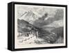 The New Overland Route to India: the Railway over the Alps Summit of Mont Cenis and Lake 1869-null-Framed Stretched Canvas