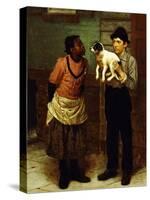 The New Puppy-John George Brown-Stretched Canvas