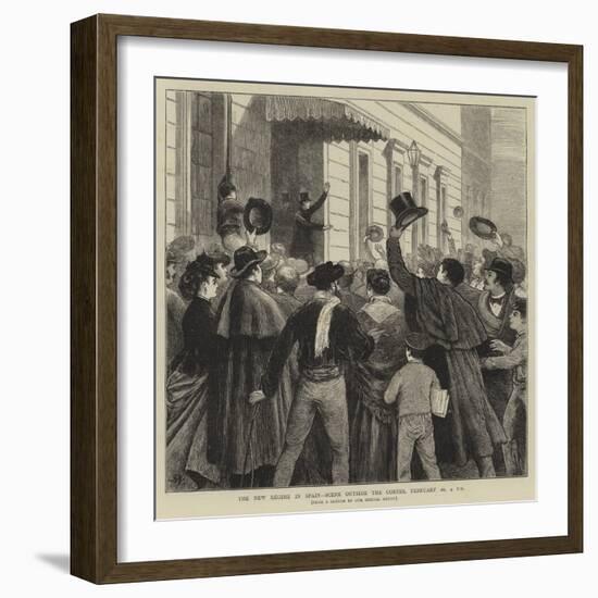 The New Regime in Spain, Scene Outside the Cortes, 10 February, 4 Pm-Joseph Nash-Framed Giclee Print