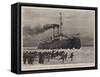 The New Russian Icebreaker, the S S Ermak at Work at Cronstadt-Joseph Nash-Framed Stretched Canvas