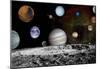 The New Solar System Planets Jupiter Moons Rosette Nebula Space Art Poster Print-null-Mounted Poster