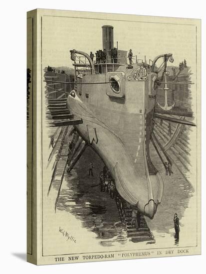 The New Torpedo-Ram Polyphemus in Dry Dock-William Lionel Wyllie-Stretched Canvas