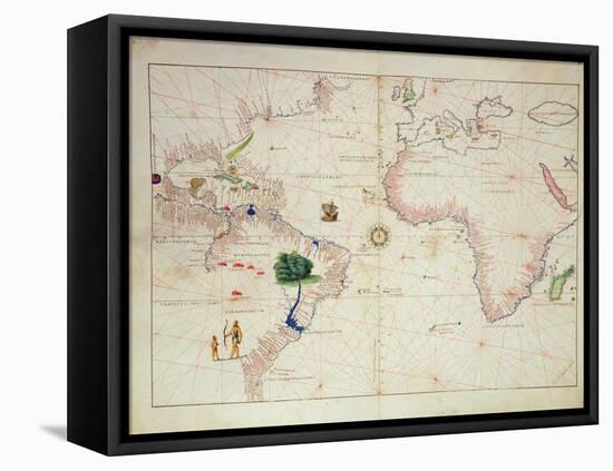 The New World, from an Atlas of the World in 33 Maps, Venice, 1st September 1553-Battista Agnese-Framed Stretched Canvas