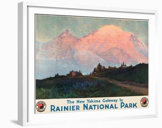 The New Yakima Gateway to Rainier National Park Poster, Circa 1925-Sidney Laurence-Framed Giclee Print