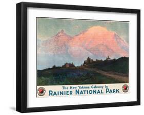 The New Yakima Gateway to Rainier National Park Poster, Circa 1925-Sidney Laurence-Framed Giclee Print