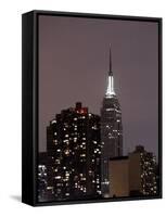 The New York City Skyline is Darker as Many Buildings are Conserving Power-null-Framed Stretched Canvas