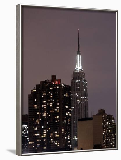 The New York City Skyline is Darker as Many Buildings are Conserving Power-null-Framed Photographic Print