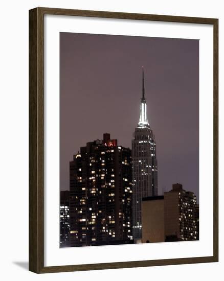 The New York City Skyline is Darker as Many Buildings are Conserving Power-null-Framed Photographic Print