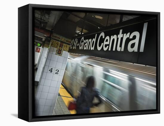 The New York City Subway.-Jon Hicks-Framed Stretched Canvas