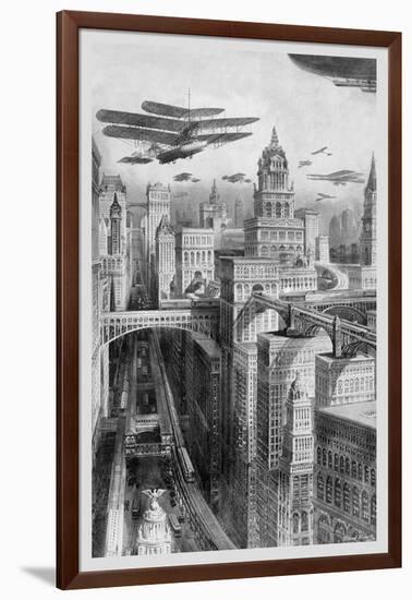 The New York of the Future as Imagined in 1911-Richard Rummell-Framed Art Print