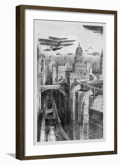 The New York of the Future as Imagined in 1911-Richard Rummell-Framed Art Print