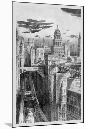 The New York of the Future as Imagined in 1911-Richard Rummell-Mounted Art Print