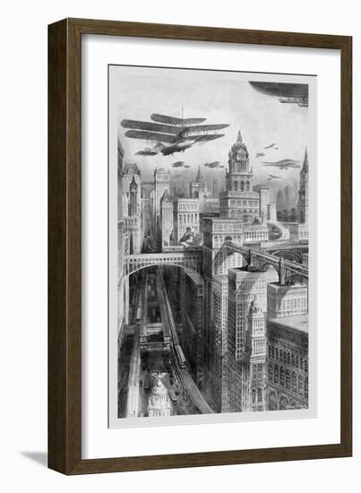 The New York of the Future as Imagined in 1911-Richard Rummell-Framed Art Print