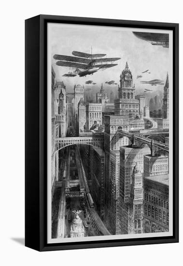 The New York of the Future as Imagined in 1911-Richard Rummell-Framed Stretched Canvas