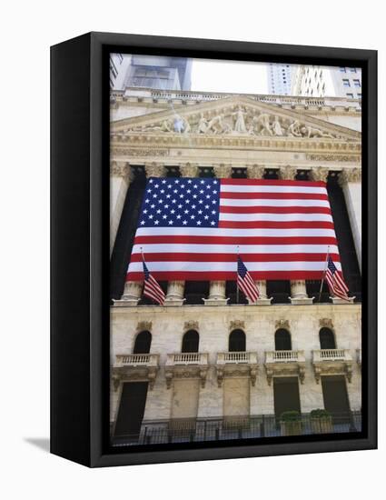 The New York Stock Exchange, Broad Street, Wall Street, Manhattan-Amanda Hall-Framed Stretched Canvas