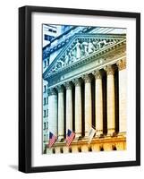 The New York Stock Exchange Building, Wall Street, Manhattan, NYC, White Frame, Colors Photography-Philippe Hugonnard-Framed Art Print