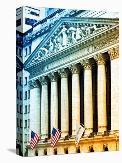 The New York Stock Exchange Building, Wall Street, Manhattan, NYC, White Frame, Colors Photography-Philippe Hugonnard-Stretched Canvas