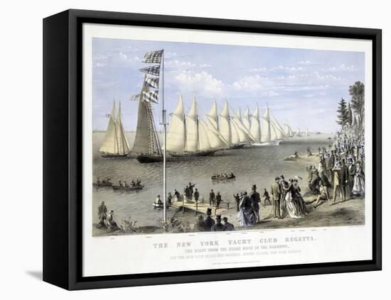 The New York Yacht Club Regatta, Pub. Currier and Ives, 1869-null-Framed Stretched Canvas