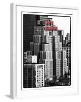 The New Yorker Hotel, Black and White Photography, Red Signs, Midtown Manhattan, New York City, US-Philippe Hugonnard-Framed Photographic Print