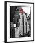 The New Yorker Hotel, Black and White Photography, Red Signs, Midtown Manhattan, New York City, US-Philippe Hugonnard-Framed Photographic Print